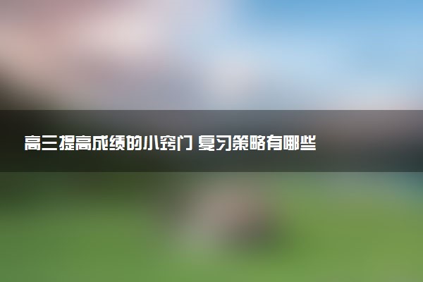 高三提高成绩的小窍门 复习策略有哪些