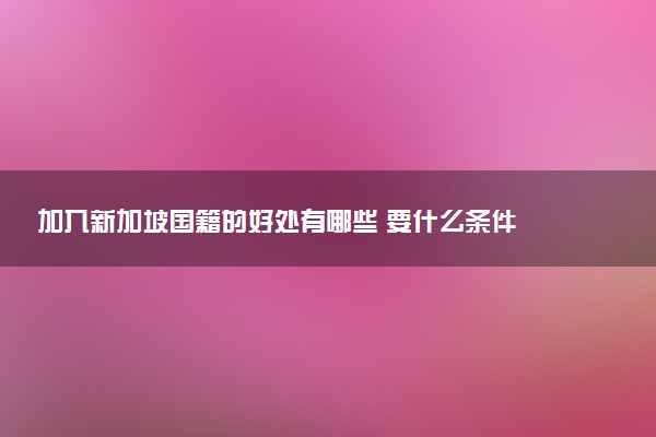 加入新加坡国籍的好处有哪些 要什么条件