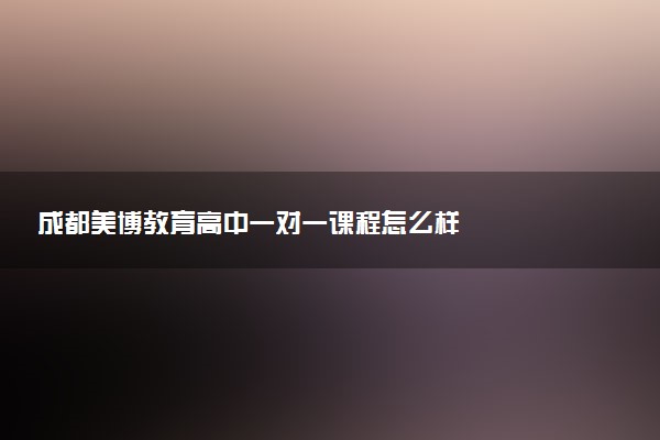 成都美博教育高中一对一课程怎么样