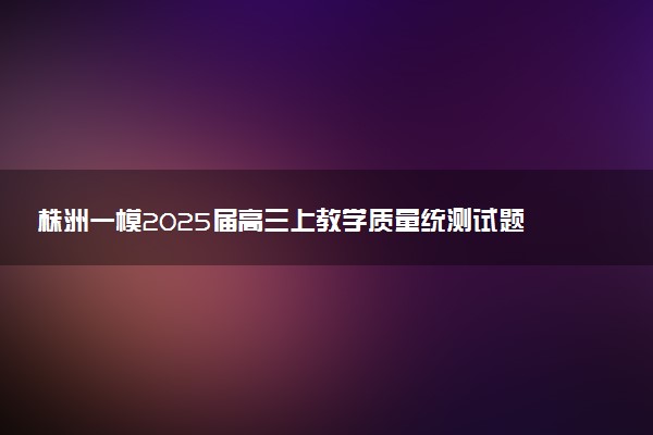 株洲一模2025届高三上教学质量统测试题及答案汇总