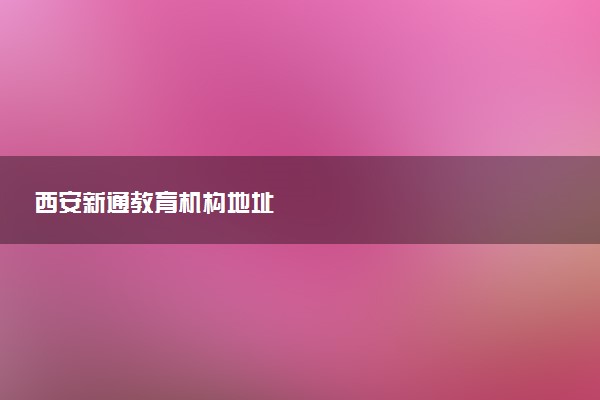 西安新通教育机构地址