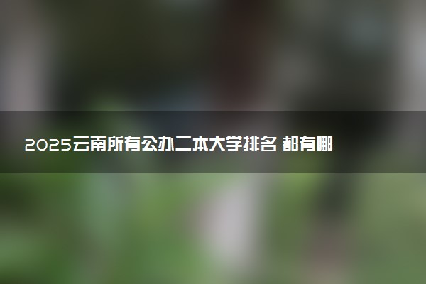 2025云南所有公办二本大学排名 都有哪些二本院校