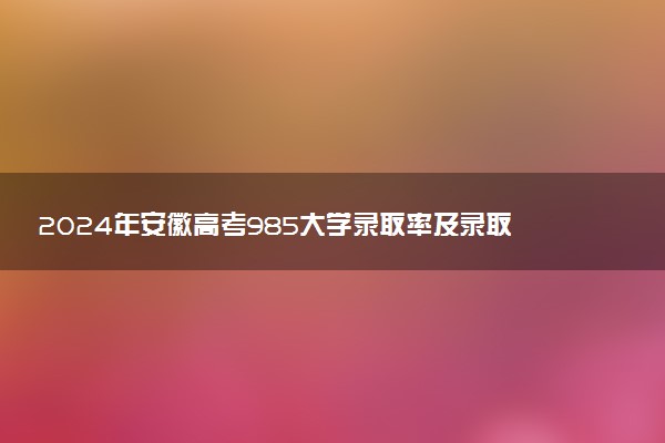 2024年安徽高考985大学录取率及录取人数是多少