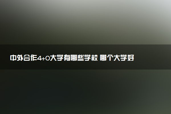中外合作4+0大学有哪些学校 哪个大学好