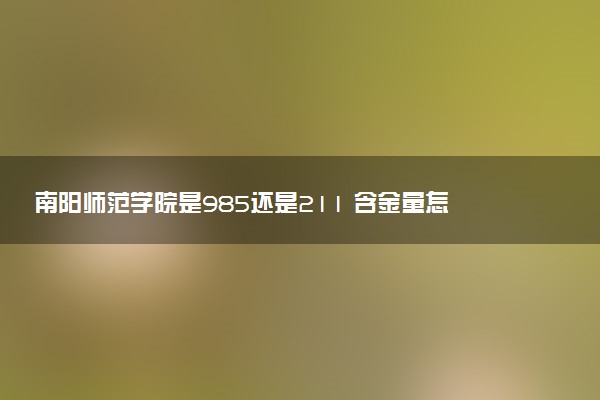 南阳师范学院是985还是211 含金量怎么样