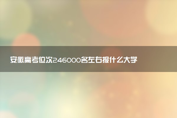 安徽高考位次246000名左右报什么大学好（2025年参考）