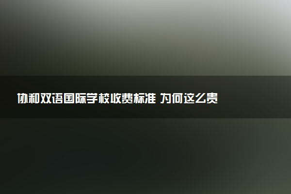协和双语国际学校收费标准 为何这么贵