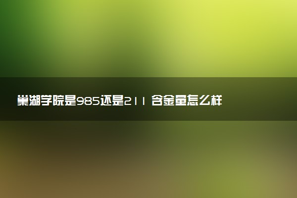 巢湖学院是985还是211 含金量怎么样