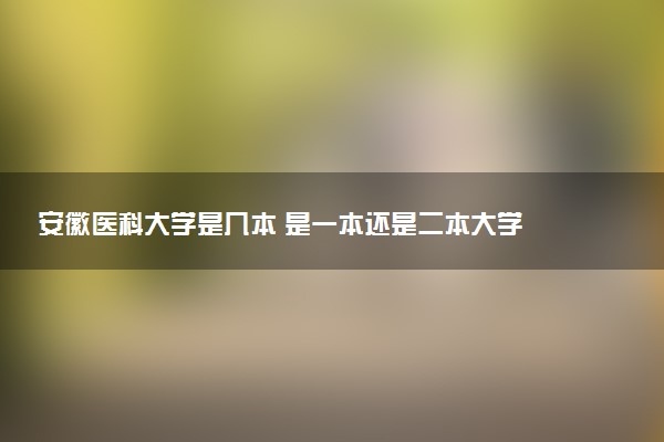安徽医科大学是几本 是一本还是二本大学