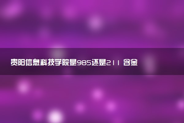 贵阳信息科技学院是985还是211 含金量怎么样
