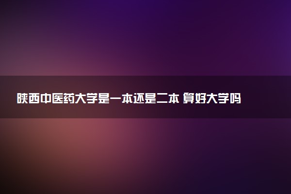 陕西中医药大学是一本还是二本 算好大学吗