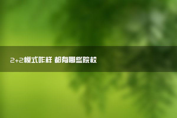 2+2模式咋样 都有哪些院校