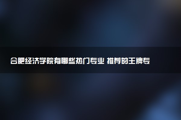 合肥经济学院有哪些热门专业 推荐的王牌专业
