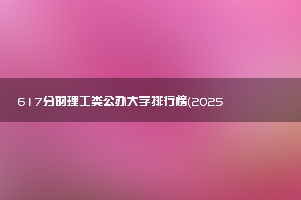 617分的理工类公办大学排行榜（2025考生参考)