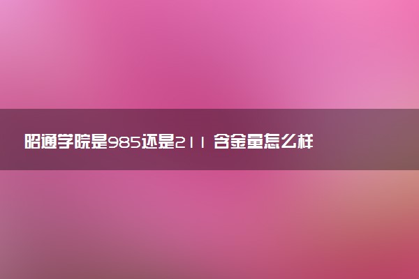昭通学院是985还是211 含金量怎么样