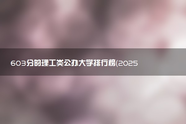 603分的理工类公办大学排行榜（2025考生参考)