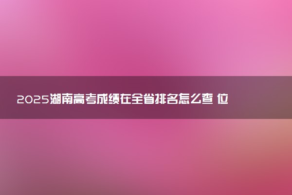 2025湖南高考成绩在全省排名怎么查 位次查询方法