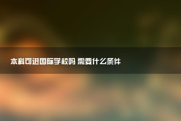 本科可进国际学校吗 需要什么条件