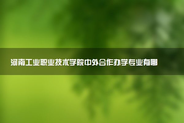河南工业职业技术学院中外合作办学专业有哪些 好就业吗