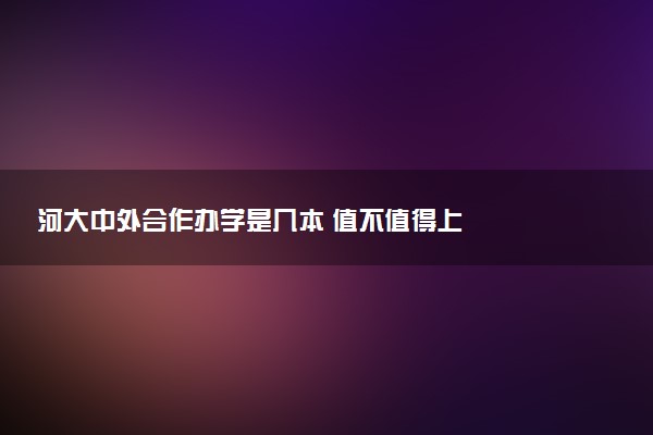 河大中外合作办学是几本 值不值得上