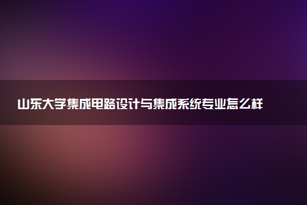 山东大学集成电路设计与集成系统专业怎么样 录取分数线多少