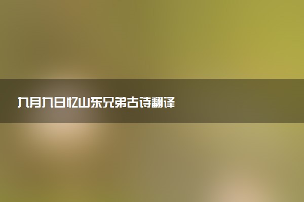 九月九日忆山东兄弟古诗翻译