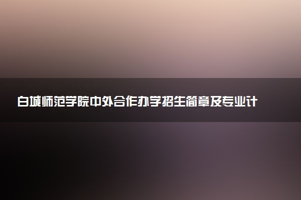 白城师范学院中外合作办学招生简章及专业计划（2025参考）