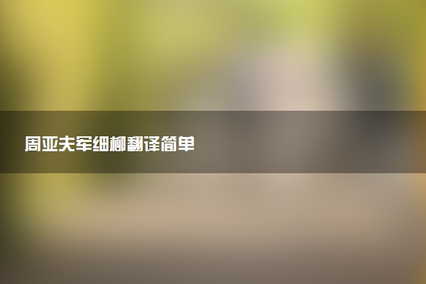 周亚夫军细柳翻译简单