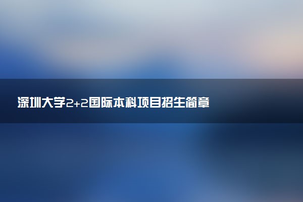 深圳大学2+2国际本科项目招生简章