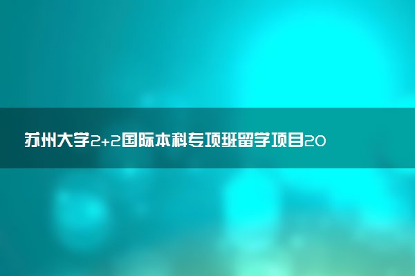 苏州大学2+2国际本科专项班留学项目2025招生简章