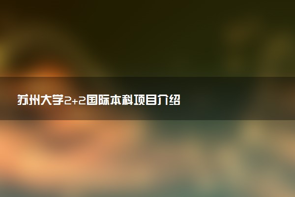 苏州大学2+2国际本科项目介绍