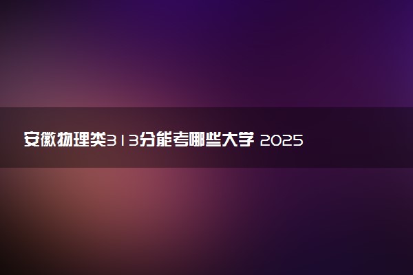 安徽物理类313分能考哪些大学 2025考生稳上的大学名单