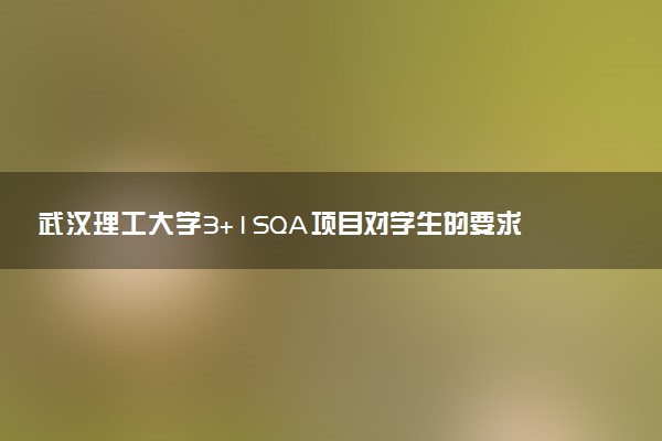 武汉理工大学3+1SQA项目对学生的要求