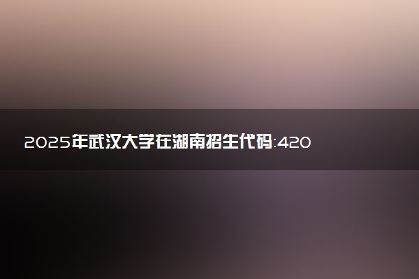 2025年武汉大学在湖南招生代码：4201 专业代码及报考指南