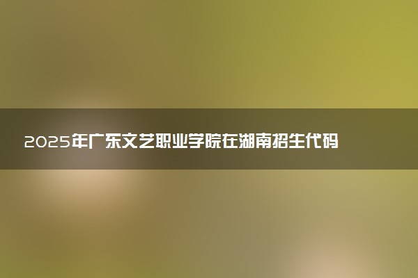 2025年广东文艺职业学院在湖南招生代码：4480 专业代码及报考指南