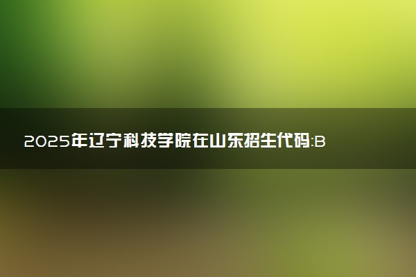 2025年辽宁科技学院在山东招生代码：B430 专业代码及报考指南