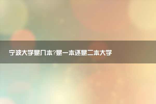宁波大学是几本？是一本还是二本大学