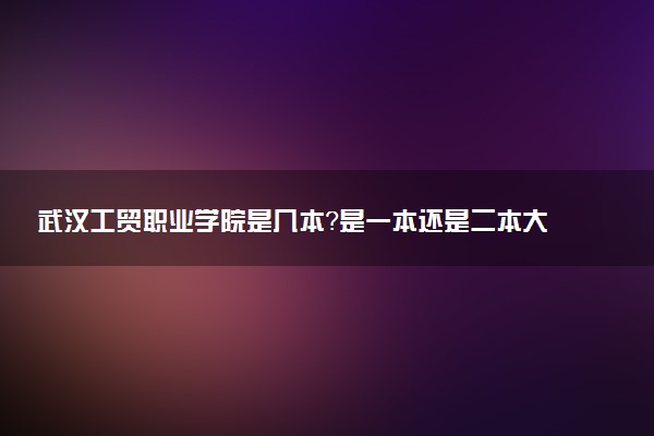 武汉工贸职业学院是几本？是一本还是二本大学
