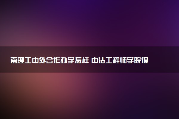 南理工中外合作办学怎样 中法工程师学院很厉害吗