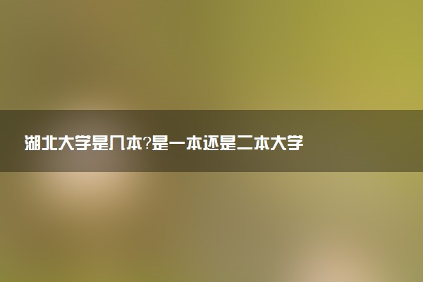 湖北大学是几本？是一本还是二本大学