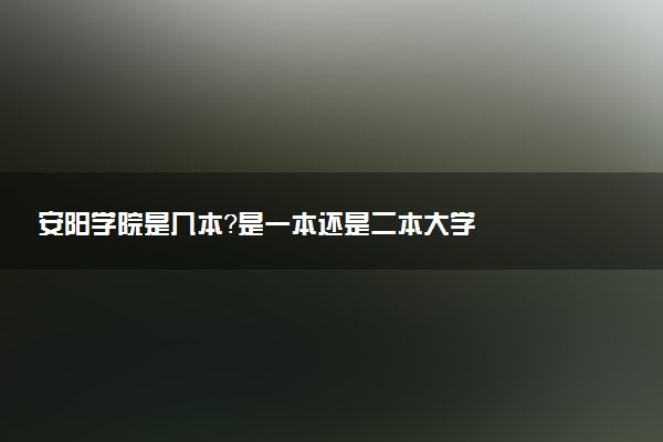 安阳学院是几本？是一本还是二本大学