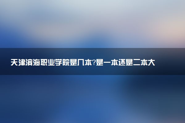 天津滨海职业学院是几本？是一本还是二本大学