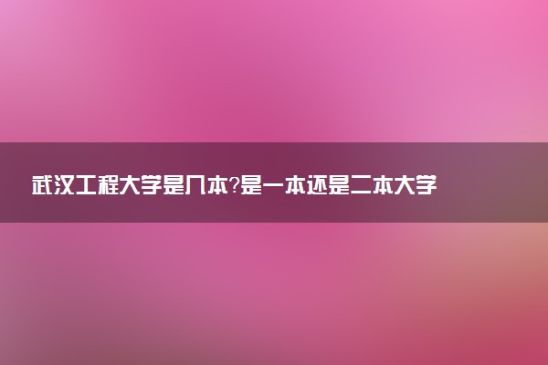 武汉工程大学是几本？是一本还是二本大学