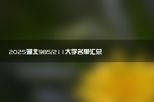 2025湖北985/211大学名单汇总 含院校排名及录取分数线