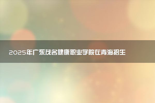 2025年广东茂名健康职业学院在青海招生代码：4638 专业代码及报考指南