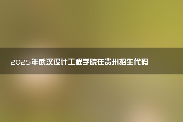 2025年武汉设计工程学院在贵州招生代码：2425 专业代码及报考指南