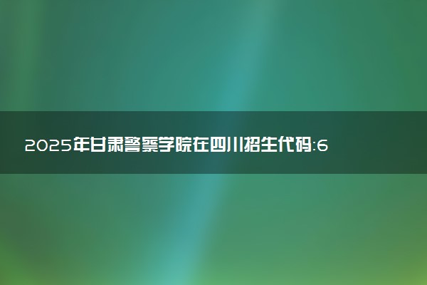 2025年甘肃警察学院在四川招生代码：6280 专业代码及报考指南