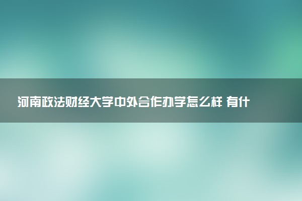 河南政法财经大学中外合作办学怎么样 有什么专业