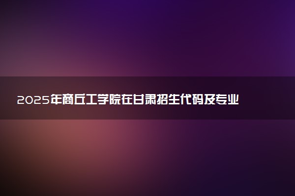 2025年商丘工学院在甘肃招生代码及专业代码 商丘工学院甘肃代码是多少？怎么查询？