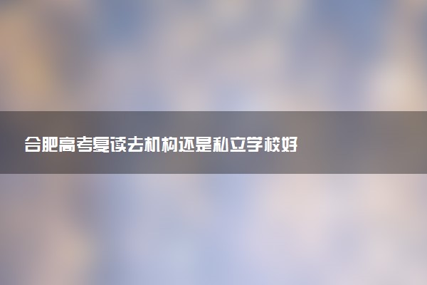 合肥高考复读去机构还是私立学校好